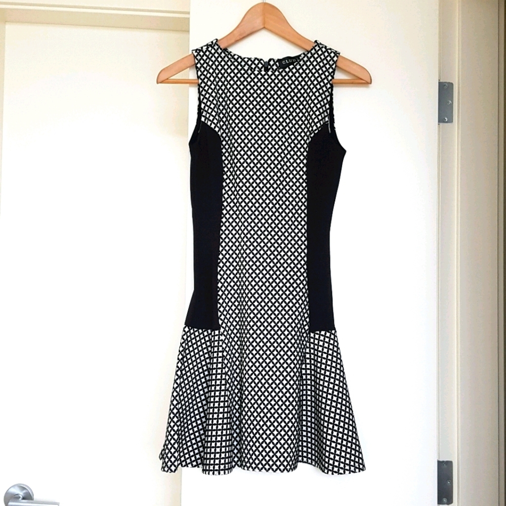 Vintage black and white fit and flare dress.